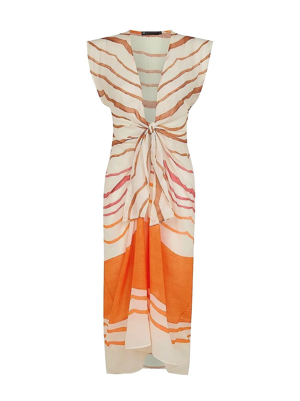 ViX Paula Hermanny Sasha Long Cover-Up Dress Sandstone Stripe S